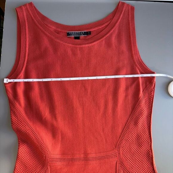 Peruvian Connection Pima Cotton Knit Fit and Flare Dress Orange Women's Medium - Picture 5 of 8